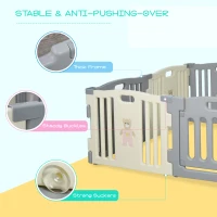 Qaba 12 Panel Baby Enclosure, Baby Playpen, Kids Play Pen Safety Gate Kids Activity Center Fence for Home Indoor w/ Toy(m-6)