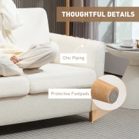 HOMCOM 2-Seat Sofa Two-Seater Couch with Armrests and Wood Legs for Living Room, Bedroom, Cream White(m-6)