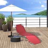 Outsunny Outdoor Folding Chaise Lounge, Reclining Lounge Chair with Adjustable Backrest and Breathable Mesh Fabric, Wine Red(m-8)