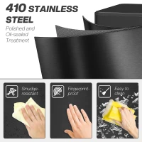 HOMCOM 5.3 Gallon Stainless Steel Kitchen Garbage Can with Soft-close Lid, Foot Pedal, Fingerprint-Proof, Black(m-5)