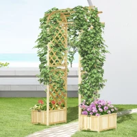 Outsunny 7.5' Wooden Wedding Arch, Garden Arch Arbor for Climbing Plants & Trellis Design, Great for Vines, or as Balloon Decoration Stand for Indoor Outdoor Ceremony, Party, Backdrop, Natural(m-2)