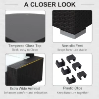 Outdoor Wicker Sectional Sofa Set - Cushioned Patio Set with Quarter Round Coffee Table(m-4)