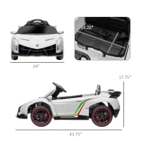 Aosom Lamborghini Veneno Licensed 12V Electric Kids Ride on Car with Bluetooth, Remote, White(m-3)