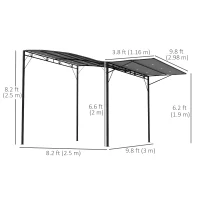Outsunny 10x8ft Patio Metal Gazebo with Extendable Side Awning, Outdoor Shelter Shade Canopy Deck Awning, Dark Grey(m-3)