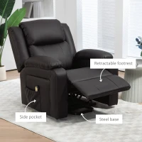 HOMCOM Lift Chair for Seniors, PU Leather Upholstered Electric Recliner Chair with Remote, Side Pockets, Quick Assembly, Brown(m-7)