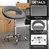 HOMCOM Modern Hydraulic Moon Salon Stool Rolling Swivel Chair Massage Spa Tattoo Pub Bar Stool, Grey(m-6)