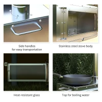 Outsunny Stainless Steel Wood Stove with Chimney and Carry Bag, Portable & Foldable, for Hot Tent, Camping, Cooking, Heating(m-9)