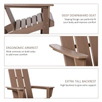 Outsunny Patio Adirondack Chair, Outdoor HDPE Fire Pit Chair, Weather Resistant Outdoor Chair with High-back, Patio Chair for Deck, Garden, Backyard, Brown(m-5)