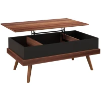 HOMCOM Lift Top Coffee Table with Hidden Compartments and Wood Legs, Walnut(m-11)