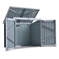 Outsunny 5ft x 3ft Outdoor Garbage Bin Storage Shed with Lockable Doors and Lid, Outside Storage Shed for Trash Can, Black(m-2)