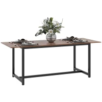 HOMCOM 63"-79" Collapsible Dining Table for 4-6, Foldable Kitchen Table with Steel Frame for Dining Room, Brown Wood Grain(m-11)