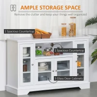 HOMCOM Sideboard Buffet Cabinet with Storage, Kitchen Cabinet Coffee Bar Cabinet with Glass Doors for Living Room, Kitchen, White(m-4)
