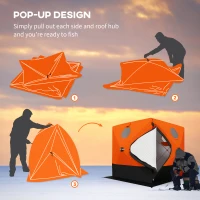 Outsunny 2-3 Person Insulated Ice Fishing Shelter, Pop up Ice Fishing Tent with Windows, Vents and Carry Bag, for Low-Temp -22℉(m-5)
