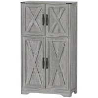 HOMCOM Farmhouse Kitchen Pantry, Freestanding Kitchen Pantry Storage Cabinet with Barn Doors and Adjustable Shelves, Grey(m-2)