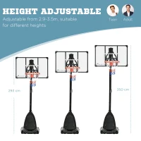 Soozier Portable Basketball Hoop, 9.6-11.5FT Screw Jack Height-Adjustable Basketball System with 42'' Backboard and Wheels for Kids Junior Adults Indoor Outdoor Use(m-4)