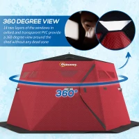 Outsunny 4 Person Insulated Ice Fishing Shelter, Pop-Up Portable Ice Fishing Tent with Carry Bag and Two Doors for -22℉, Red(m-6)