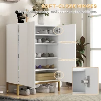 HOMCOM Shoe Storage Cabinet with Adjustable Shelves and Soft-Close Hinges, for 15-20 Pairs of Shoes, White(m-5)
