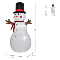 HOMCOM 6ft Christmas Inflatables Outdoor Decorations Snowman, Blow-Up Yard Christmas Decor with LED Lights Display(m-3)