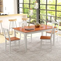 HOMCOM Farmhouse Wooden Dining Chairs Set of 4 with Cross Back, White(m-8)