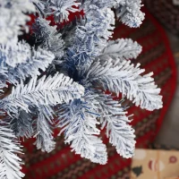 HOMCOM 5ft Flocked Blue Christmas Tree, Artificial Christmas Tree with Hinged Design, Faux Snow, for Home Office Holiday Xmas(m-10)