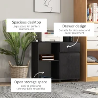 HOMCOM Filing Cabinet, Mobile Printer Stand with Open Storage Shelves, Drawer and Cabinet for Home Office, Black(m-4)