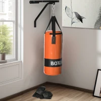 Soozier Hanging Punching Bag, Heavy Bag with Punch Gloves and Wall Mount Hanger for MMA and Muay Thai Workouts(m-8)