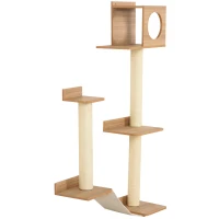 PawHut Cat Shelf for Wall, Multi Level Cat Tree Tower with Cat Condo, Sisal Scratching Posts, Cat Perches, Ladder, Cat Wall Furniture for Indoor Use(m-11)