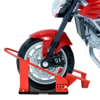 HOMCOM Motorcycle Wheel Chock with 12 Adjustable Pre-Drilled Holes, 990 lbs Capacity, Red(m-8)