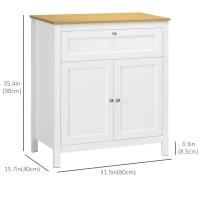 HOMCOM Sideboard Cabinet, Buffet Table with Drawer, Double Door Cupboard and Adjustable Shelf for Living Room, Entryway, White(m-3)