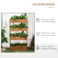 Outsunny 4-Tier Raised Garden Bed, Vertical Elevated Planter Rack with Non-woven Fabric, Wooden Raised Planter Boxes for Indoor and Outdoor(m-5)