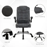 Vinsetto Heavy Duty Microfibre Office Chair, Big and Tall Computer Chair with Flip-up Arm, 400lbs, Charcoal Grey(m-7)