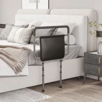 HOMCOM Bed Rail for Adults Safety, Height Adjustable Bed Assist Rail Grab Bar with Storage Pocket, Grey(m-7)