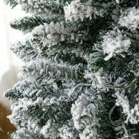 HOMCOM 7ft Pencil Christmas Tree, Slim Artificial Christmas Tree with Realistic Branches and Warm White LED Lights, Green(m-9)