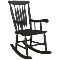 Outsunny Porch Rocker Chair, Outdoor Wooden Rocking Chair with High Back for Garden, Patio, Balcony, Black(m-11)