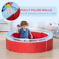 Outsunny Foam Kids Ball Pit Pool with Removable & Washable Cover, 45" x 10" Round Ball Pit for Toddlers with 200 Ocean Balls, Soft Baby Playpen, Red(m-6)
