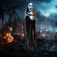 Outsunny 60" Outdoor Halloween Decorations Hanging Ghost Stretching Out Arms Animated Prop with Sound and Motion Activated Light Up Hands, Spooky Scream(m-2)