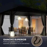 Outsunny 10' x 12' Deluxe Hardtop Gazebo with Metal Roof, Aluminum Frame Patio Gazebo Garden Sun Shelter Outdoor Pavilion with Curtains and Netting, Grey(m-7)