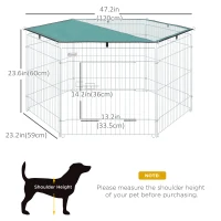 PawHut Foldable Pet Playpen with Top Cover, Portable Heavy Duty Dog Pen for Dogs, Cats, Chickens, Rabbits, 6 Pannels Dog Fence Outdoor/Indoor(m-3)