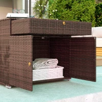 Outsunny Outdoor Storage Cabinet, Waterproof PE Rattan Cabinet with Drawer for Indoor, Outdoor Swimming Pool, Mixed Brown(m-8)