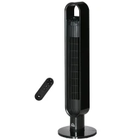 HOMCOM Freestanding Tower Fan Cooling for Home Bedroom with Oscillating, 3 Speed, 12h Timer, LED Sensor Panel, Remote Controller, Black(m-11)