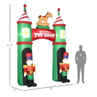 Outsunny 11.5ft Christmas Inflatables Outdoor Decorations Archway with 2 Nutcracker Soldiers Rocking Horse, Blow-Up LED Yard Christmas Decor for Lawn Garden Party(m-3)