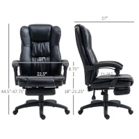 Vinsetto High Back Massage Office Chair with 6-Point Vibration, 5 Modes, Executive Chair, PU Leather Swivel Chair with Reclining Back, and Retractable Footrest, Black(m-3)