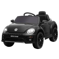 Qaba 12V Volkswagen Beetle Licensed Electric Car for Kids w/ Remote Control, 4 Spring Suspension Wheels, Soft Start, Black(m-2)