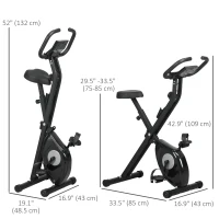 Soozier Foldable Exercise Bike Indoor Stationary Bike w/ 8-Level Magnetic Resistance LCD Screen Phone Holder for Home Gym Black(m-3)
