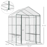 Outsunny 56" x 56" x 77" Walk-in Plant Greenhouse Portable Garden Flower Seed Warm House 8 Shelves Outdoor Plant Growth Hot House PVC Cover Transparent(m-3)