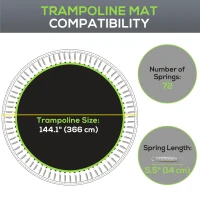 Soozier Trampoline Mat Replacement with Spring Pull Tool and 72 V-Hooks, Fits 12ft Trampoline, Using 5.5" Springs, Green(m-4)