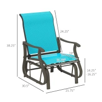 Outsunny Outdoor Glider Chair Patio Glider Swing Chair with Mesh Seat, Steel Frame for Backyard, Garden, Porch, Blue(m-3)