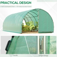 Outsunny 20' x 10' x 7' Tunnel Greenhouse Outdoor Walk-In Hot House with 2 Hinged Doors, Reinforced Steel Frame, PE Cover, Green(m-5)