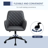 Vinsetto Mid Back Modern Home Office Chair Swivel Computer Desk Chair with Adjustable Height, Microfiber Cloth, Diamond Line Design, and Padded Armrests, Dark Gray(m-5)