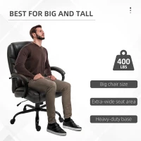 Vinsetto 484LBS Big and Tall Ergonomic Executive Office Chair with Wide Seat, High Back Adjustable Computer Task Chair Swivel PU Leather, Brown(m-8)